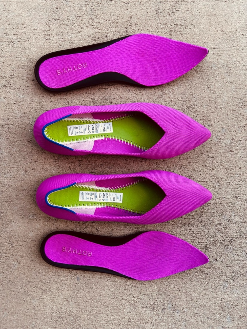 Rothy's Pointed Ballet Flat in Rare/Retired Dragon Fruit pink size 8 - Picture 4 of 6